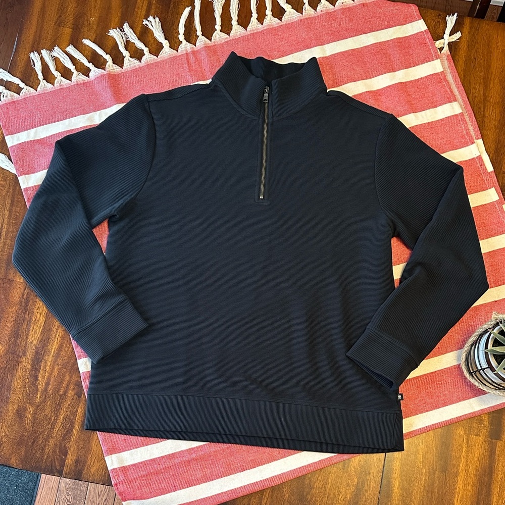 Banana Republic Men's NWOT Black Ribbed 1/4 Zip